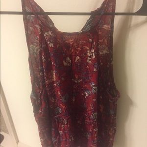 Red flower print tank top